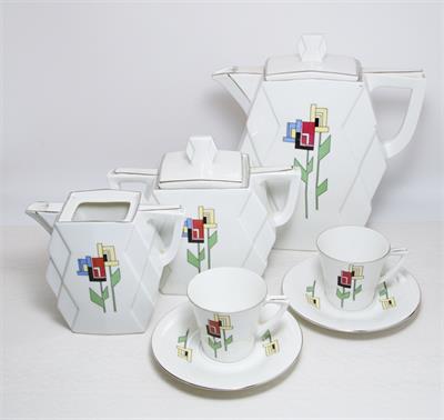 Kubizující servis - stylizovaný dekor porcelánka Stará Role