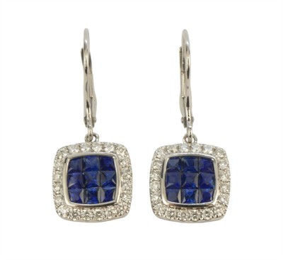 Zlaté náušnice s diamanty a safíry