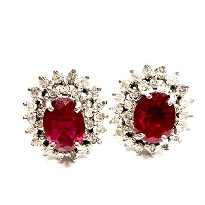 Zlaté náušnice s rubínem a diamanty