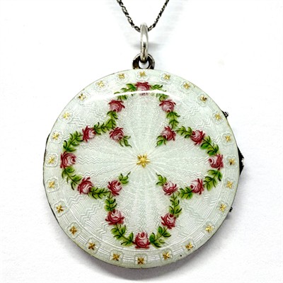 Stříbrný náhrdelník se smaltovým medailonem