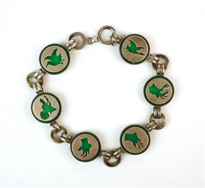 Stříbrný náramek s nefrity