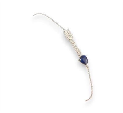 Zlatý náramek se safírem a diamanty