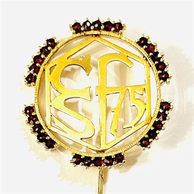 Stříbrný odznak "75. výročí ČSR filmu" s českými granáty