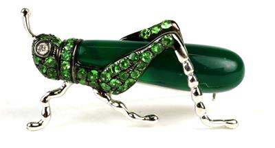 Zlatá brož ve tvaru luční kobylky