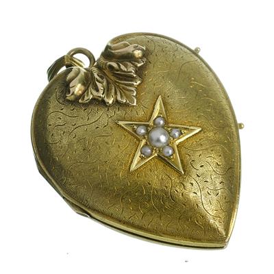 Zlatý biedermeier přívěs ve tvaru srdce