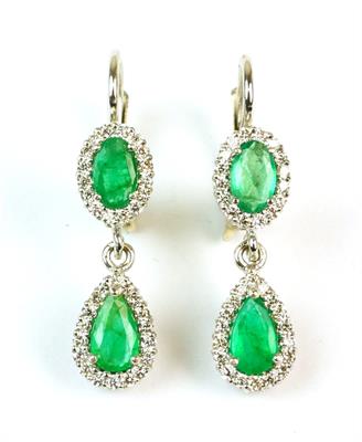 Zlaté náušnice se smaragdy a diamanty