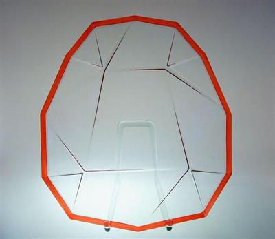 Větší kubistický podnos - mísa z čirého skla s lemováním