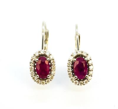 Zlaté náušnice s rubíny a diamanty