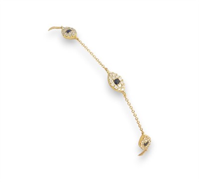 Zlatý náramek se safíry a diamanty