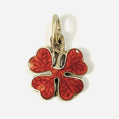 Stříbrný starožitný přívěšek "čtyřlístek" se smaltem