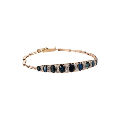 Zlatý náramek s diamanty 0,38 ct a přírodními safíry 3,45ct