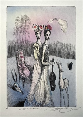 Katarina Vavrová - Záhorie, kolorovaný lept