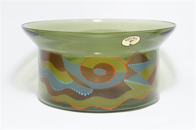 Mísa na ovoce topasové sklo malovaný dekor - Eva ŠVESTKOVÁ