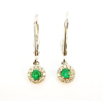 Zlaté náušnice se smaragdy a diamanty