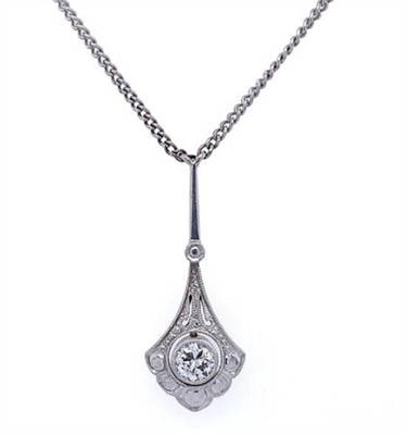 Art Deco starožitný nahrdelnik s briliantem