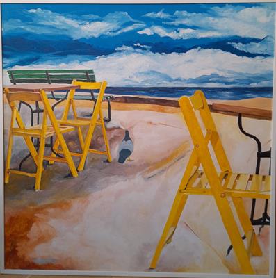 Marina. Tempera na plátně, cm 105x105; zarámovaný.