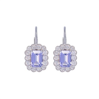 Zlaté náušnice s přírodními tanzanity 2,22 ct a diamanty