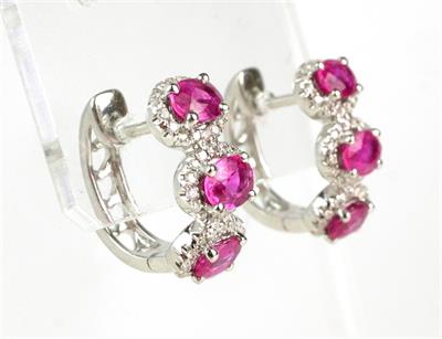 Zlaté náušnice s brilianty a rubíny