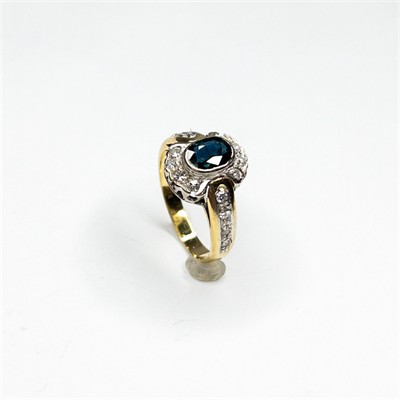 Briliantový prsten se safírem