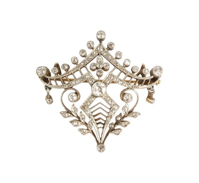 Zlato-platinová secesní brož s diamanty 1,30 ct