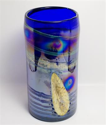 Velká váza kobaltová modř s organickým dekorem Jiří ŠUHÁJEK