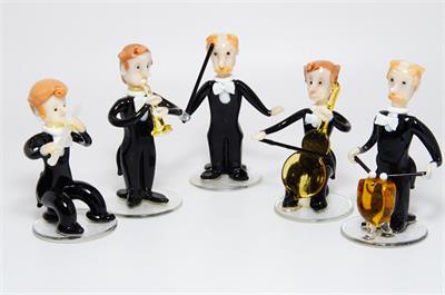 Skleněné kvarteto a dirigent - figurky Železný Brod ŽBS