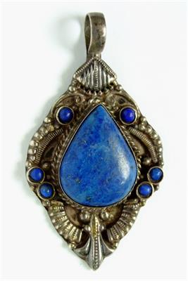 Art deco 925 Ag přívěsek s lapis lazuli