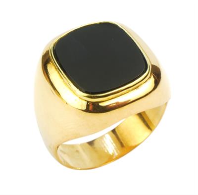 Zlatý  pánský prsten s černým onyxem