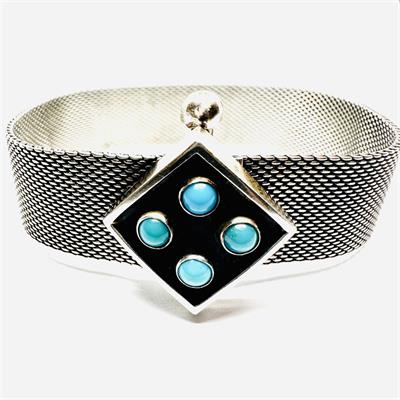 Originální stříbrný náramek s tyrkysy