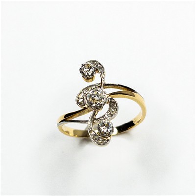 Secesní zlatý prsten s brilianty
