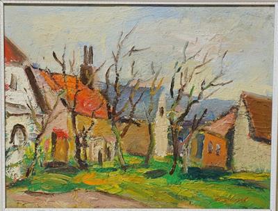 Vesnice v Posázaví - Zdeňka HOLEJŠOVSKÁ pastózní olejomalba