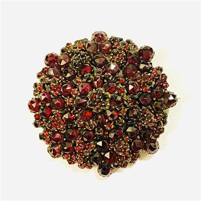 Starožitná brož "vločka" s českými granáty