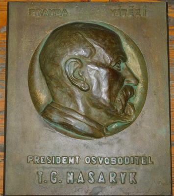 TGM - bronzový reliéf  24 x 18 cm