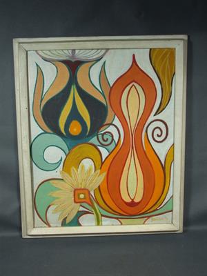 Bodlák a růže, Jaroslav Zapletal 76, olej, dřevo