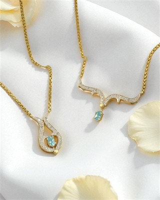 Zlatý náhrdelník s topazem a diamanty - dva v jednom