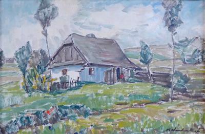 Maryša Neubertová - Chalupa s postavou na zápraží