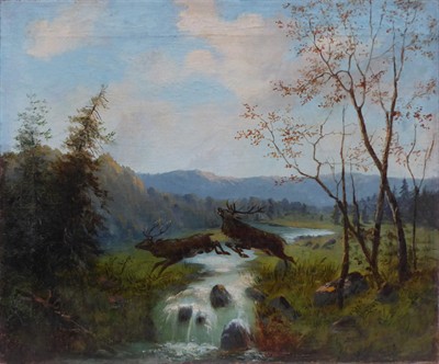 Krajina s jelenem ve skoku