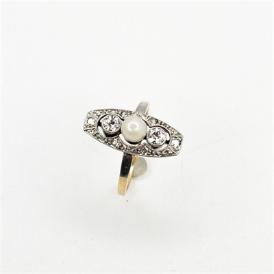 Briliantový prsten s perlou, Art Deco