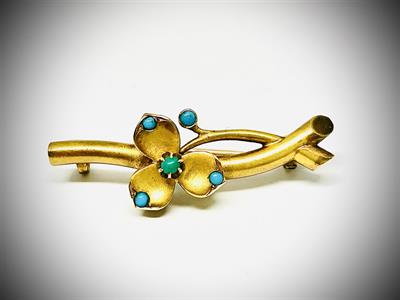 Zlatá brož s tyrkysy