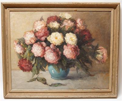 Květinové zátiší s pivoňkami - Rudolf A. GUBA olejomalba