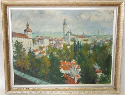 ŠTUNDL Jan - Kutná Hora 1962 olejomalba galerijní formát