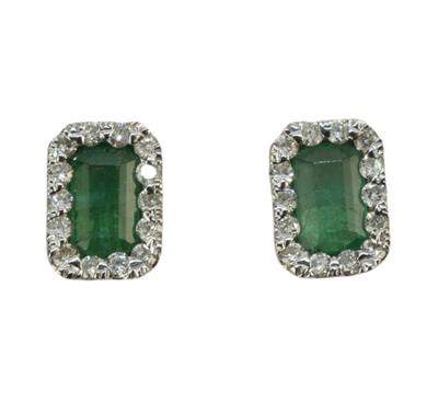 Zlaté náušnice s diamanty a smaragdy