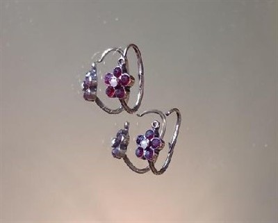 Zlaté náušnice dětské s českými granáty a perloičkami