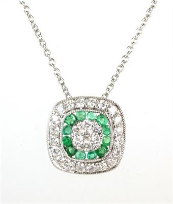 Zlatý náhrdelník s brilianty a smaragdy