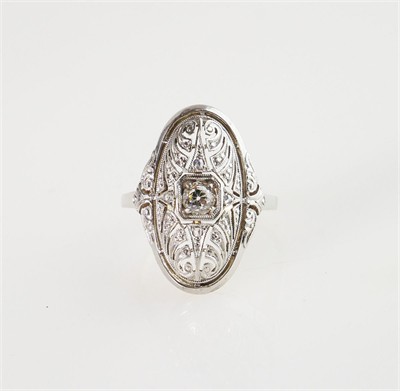 Art deco zlatý prsten s diamanty