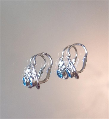 Zlaté náušnice dětské s modrým kamínkem