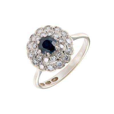 Zlatý prsten s přírodním safírem a diamanty