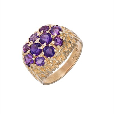 Zlatý prsten s přírodními ametysty