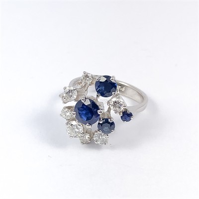 Briliantový prsten se safíry