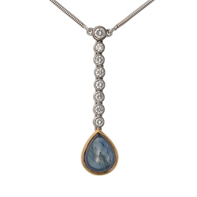 Zlatý náhrdelník s diamanty a safírem